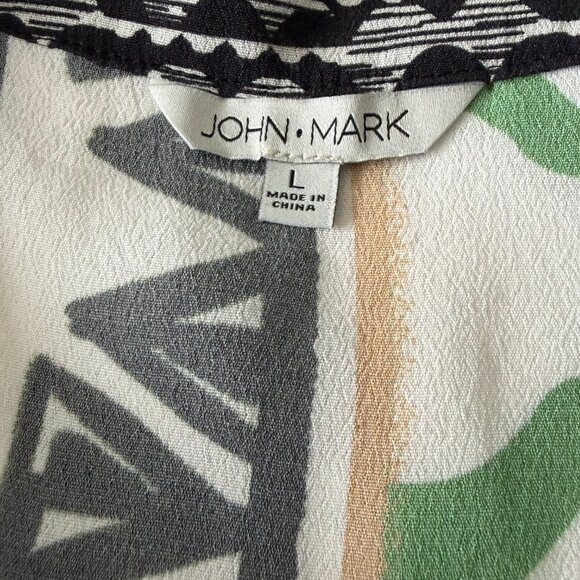 John Mark Size L Bohemian Abstract Print Open Front Cardigan Bold and Vibrant - Picture 9 of 10